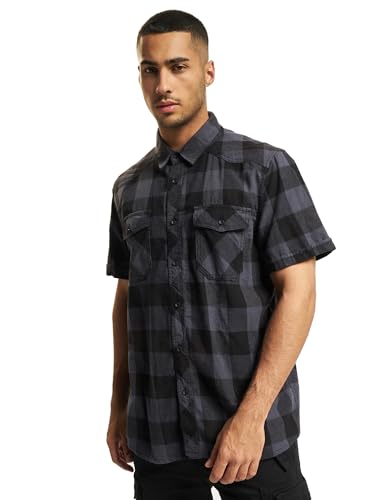 Brandit Check Shirt Short Sleeve, Farbe: Black/Grey, Größe: 6XL