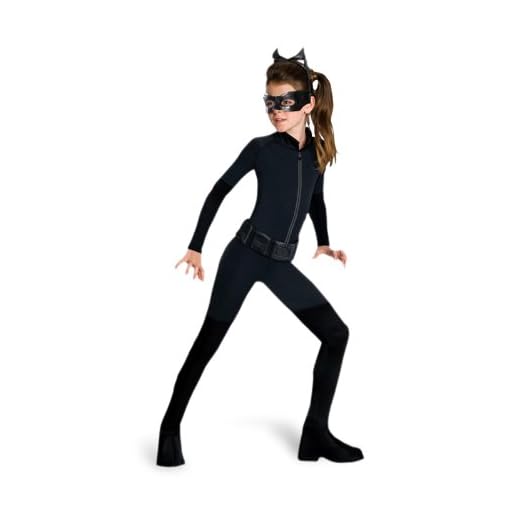 traje de Catwoman con mono adolescente a la actual película de Batman The Dark Knight Rises con la máscara de la cabeza y de los ojos - S