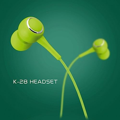 Image of Kin K28 Green Wired in-Earphone Stereophonic Sound With Mic, Built-in Microphone, Bass, 3.5mm Jack, Suitable For All Mobile Phones, Android & Mac Mobiles, Ear Phone, Music