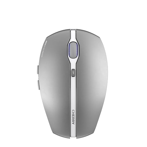 CHERRY GENTIX BT, Souris sans Fil Bluetooth, Fonction multiappareils Jusqu’à 3 appareils, Résolution commutable (1000/2000 dpi), Alimentée par Batterie, Frosted Silver