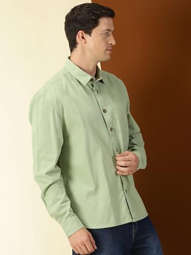 Image of Thomas Scott Men's | Solid | Full Sleeve | Loose Fit | 100% Cotton | Single Pocket | Spread Collar | Casual Shirt