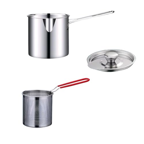 Pesfehhy Freidora con Cesta para Freír, Olla Pequeña Multifunción para Uso en la Cocina, Herramientas para Cocinar Pollo Frito