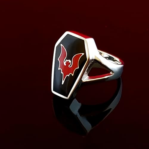 Generic Vampire Goth Coffin Ring with Bat3