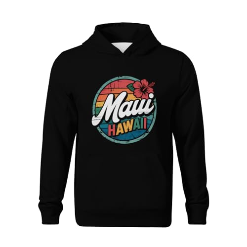Kids Maui Hawaii Sunset Beach Retro Classic Boys Girls Lightweight Kangaroo Pocket Fleece Hoodies2