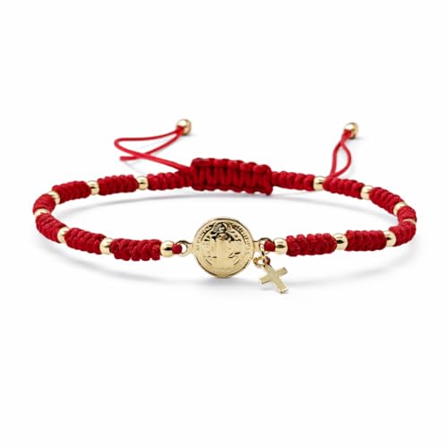 CRUZONE St Benedict Medal Adjustable Red String Bracelet for Women – Pulsera San Benito Abad Fashionable Spiritual Protection from Evil Eye and Negative Energy. (Red)
