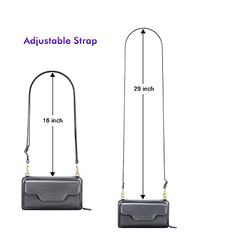 Image of nuoku Small Purse for Women, RFID Blocking Wristlet Wallet, Crossbody Clutch with Cell Phone Pocket