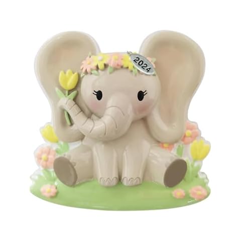 Twisted Anchor Trading Company Baby Christmas Ornament, Elephant Baby Girl Christmas Ornament or Happy Birthday Ornament - Can Be Personalized at Home, Comes in a Gift Box 2024 Cover