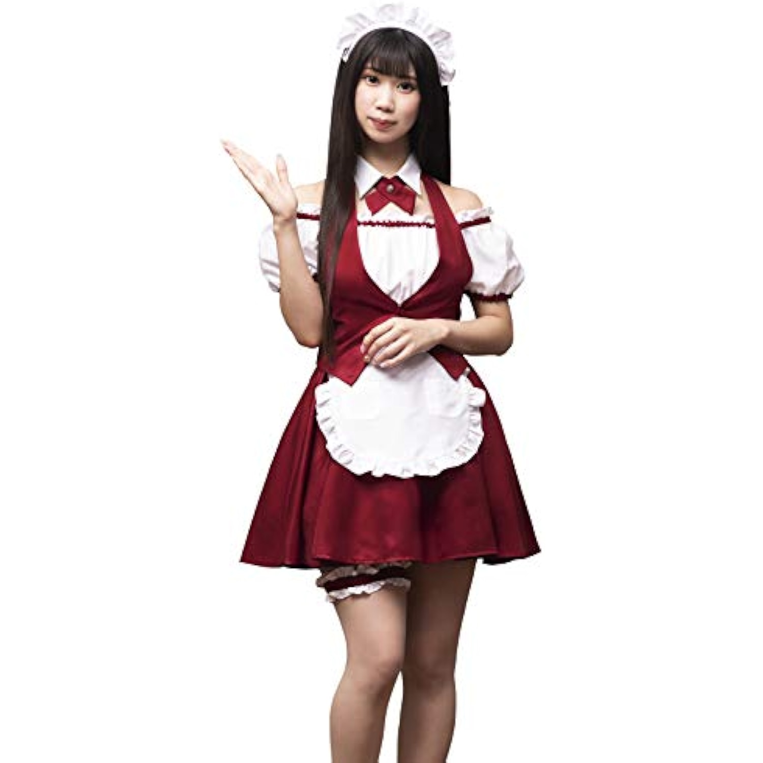 クリアストーン(Clearstone) コスプレ ハロウィン レトロ喫茶メイド レディース レッド 詳細画像1