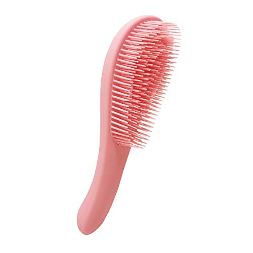 Straight Hair Massage Brush for Adults & Kids Hair - Silicone Soft Teeth Detangler Comb & Hair Brush for Natural, Curly,Straight, Wet or Dry Hair(1 pcs) (Pink)