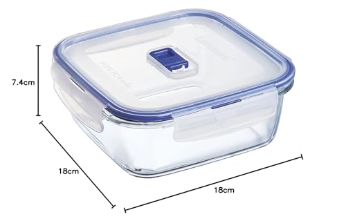 Luminarc Pure Box Active Recipiente Cuadrado Hermético Vidrio 18x18x7,3cm - 122cl Sodo Apto Microondas Apto Frigorífico Reciclable