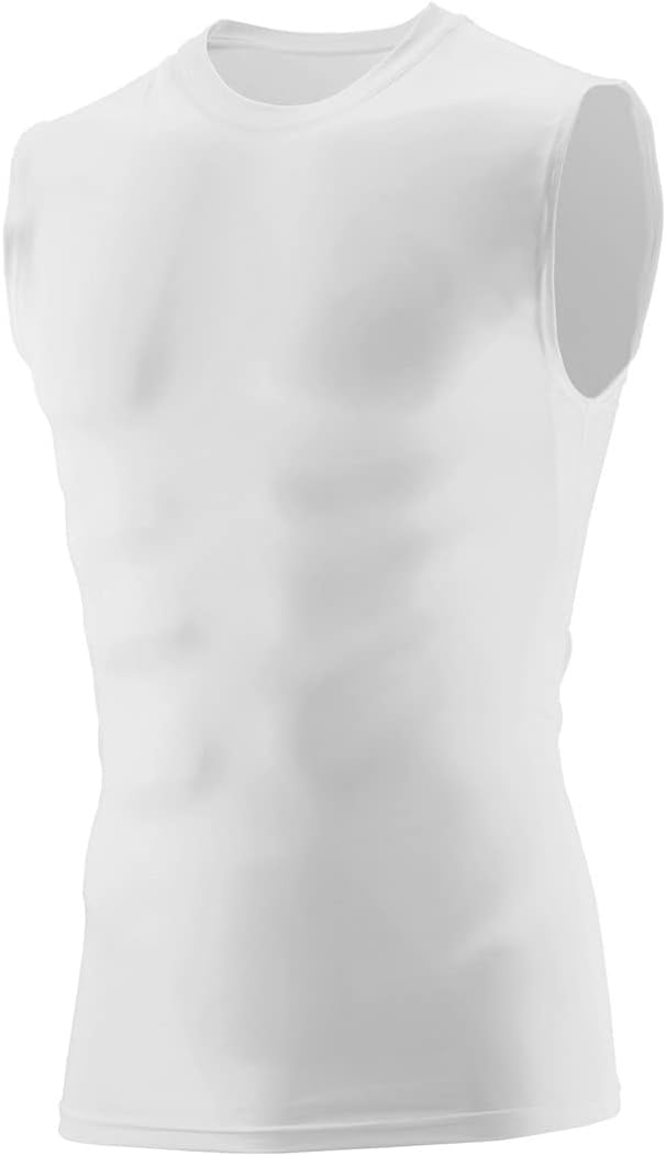 2602A-White-S Hyperform Compression Sleeveless Shirt, White - Small