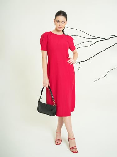 Image of PURVAJA Women's A-Line Below Knee Length Dress (Yuvi-011-013)