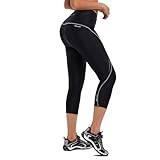 baleaf Women's Bike Pants High Waist 4D Padded Cycling Capris Shorts 3/4 Biking Tights Pockets UPF50+ Grey Line M