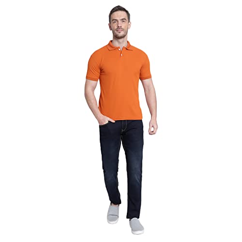 Image of Men's Poly Cotton-Matty Tshirt with Regular Fit Solid Pattern Half Sleeve Standard Length and Button Down Closure|Men's T-Shirts