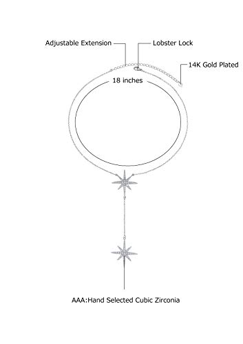 Savlano 14K Gold Plated Cubic Zirconia Round Cut Starburst 18 Inches Pendant Chain Necklace For Women4