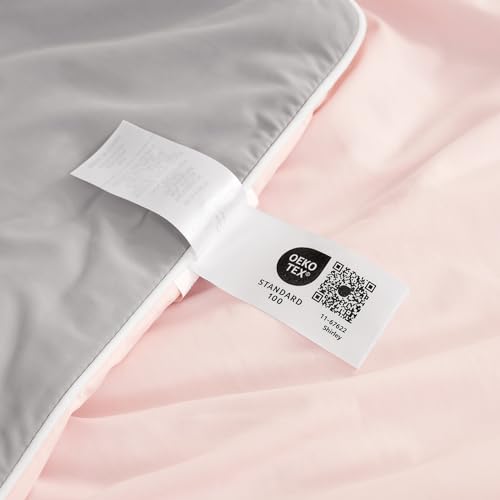 Image of Cozy Bliss Cooling Comforter Twin Size, Cooling Blankets for Hot Sleepers and Night Sweats, Pink Gray Summer Comforter for Twin Size Bed, Breathable Soft Lightweight Silk Smooth