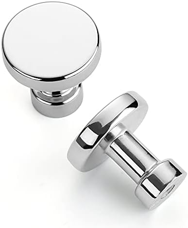 Asidrama 20 Pack 1-1/4 inch Polished Chrome Kitchen Cabinet Knobs Dresser Knobs Drawer Knobs Cabinet Hardware Zinc Knobs for Dresser Drawers