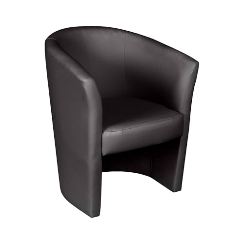 Dmora - Fauteuil Abrera, Fauteuil de salon, Siège rembourré, Chaise avec accoudoirs en simili cuir, 64x63h76 cm, Noir