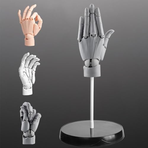 Flexible Artists Hand Model for Drawing – Adjustable Hand Manikin, L-Gray