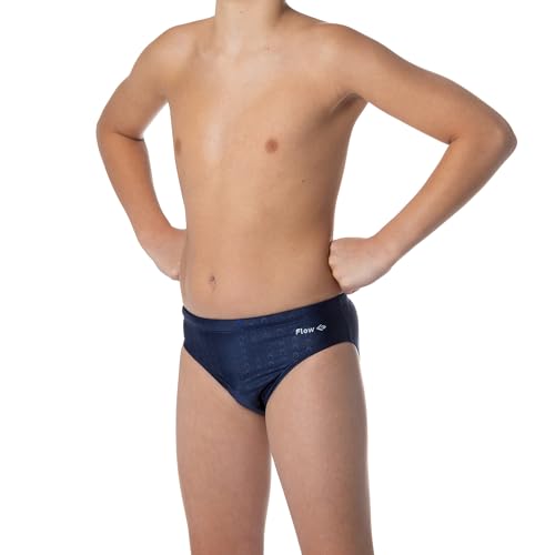 Flow Swim Briefs – Boys Brief Style Swimsuit Sizes 21 to 32 in Black, Navy, and Blue (Navy, 25 (24" - 25" Waist))