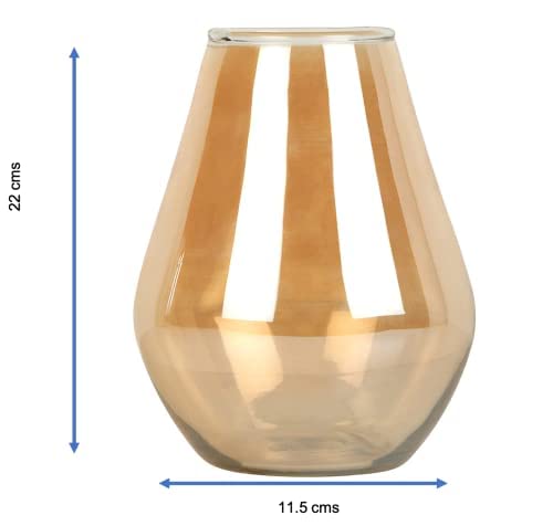 Image of Gold vase Glass vase for Home Decor Gifting Table Flower vase Tied Ribbons
