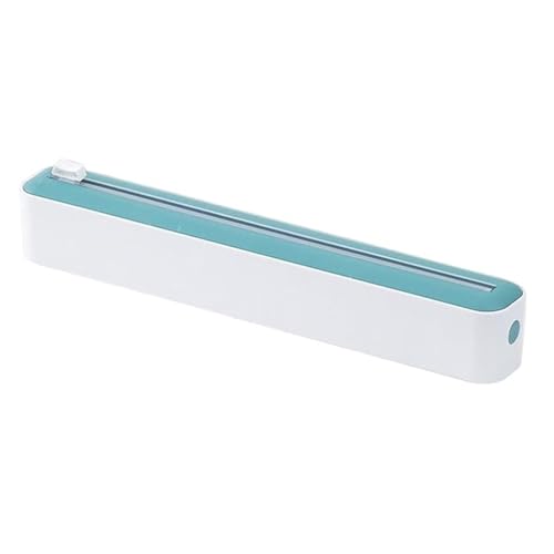Cling Film Wrap Dispenser with Cutter 2 in 1 Cling Wrap Cutter Cling Film Dispenser and Cutter Professional Cling Film Slide Cutter Aluminum Tin Foil Dispenser for Home Kitchen (Green)