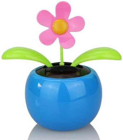Solar Powered Dancing Flower Flip Flop Leaves Car Display Dashboard Toy Gift - (Color Name: Blue)
