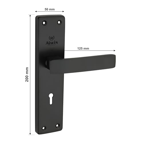 Image of Petra KY Black, 8 Inch Iron Mortise Lockset, 6 Lever Double Turn Locking Mechanism, 3 Keys,Ideal for Left /Right Handed Doorn in Main Door, Bedroom, Living Room Doors (Regular, Black)