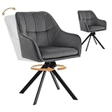 Goeurvant Esszimmerstuhl drehbar 2er Set mit Schaukel-Funktion & einstellbarem Widerstand, Küchenstuhl, Polsterstuhl 360°Drehstuhl mit Lehne für Esszimmer, Küche & Büro – Dunkelgrau