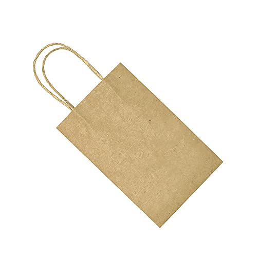 Bagmad B200-214 Sturdy 5.25X3.25X8 Inch 100 Pack Small Paper Bags With Handles Bulk, Bagmad Brown Kraft Bags thumb #6