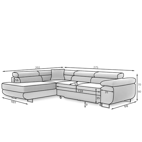Canapé d’angle gauche convertible velours Marius INTENSE DECO