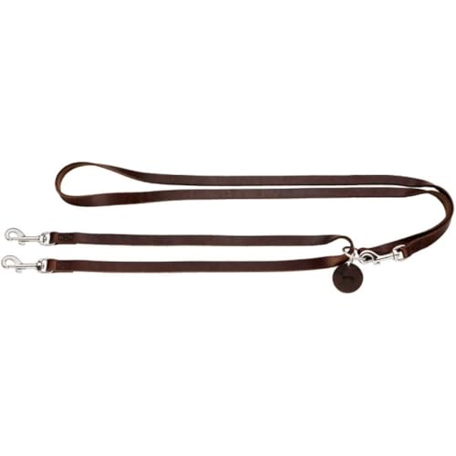 HUNTER SOLID EDUCATION Kombileine 6in 1 für Hunde, Führschlaufe, Umhängeleine, Koppel, Langleine, Führleine, Kurzführer, Leder, 1.8 x 310 cm, dunkelbraun