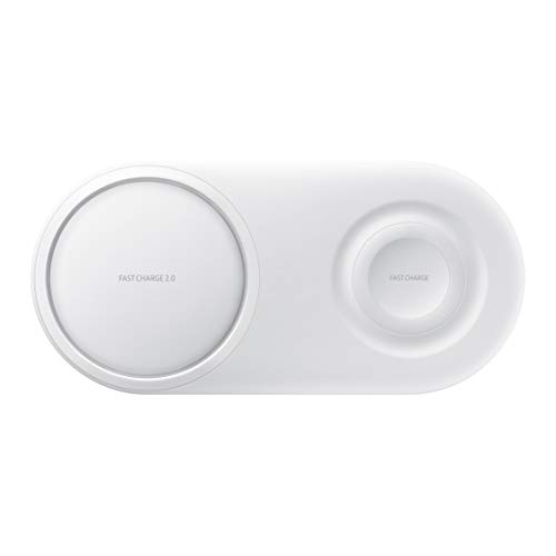 Samsung Original Wireless Qi Charger Duo Pad Compatible with Fast Charge 2.0, Wireless Charging for your Phone, Smartwatch and Galaxy buds - White