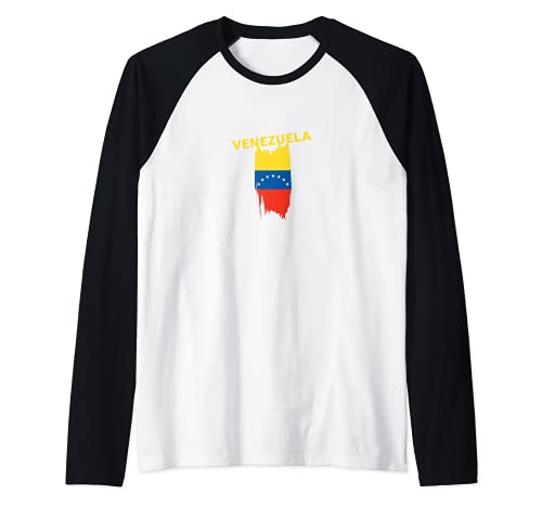 Flag Venezuela Raglan Baseball Tee, Black