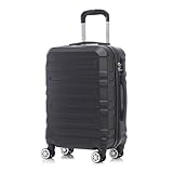 YONSLY Reisekoffer Trolley, Rollkoffer Handgepäck Set, Kabinenkoffer, Travel Koffer Suitcase mit 4 Rollen 360°, Zahlenschloss, Weicher Gummigriff, Hartschalenreisekoffer (M, Schwarz)