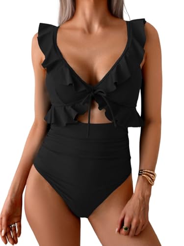 Maillots de bain une piece femme grande taille col en v classique
