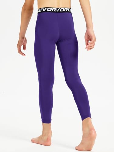 Image of DEVOROPA Boys Leggings Youth Compression Pants Sports Tights Basketball Football Baseball Soccer Baselayer Slim /Regular /Husky