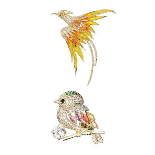 COACOM 2 Piezas De Lindo Broche De Animales, Corsage Creativo De Pájaros con Incrustaciones De Diamantes, Personalidad Y Alfileres Elees, Elees para Mujeres, Accesorios De Joyería De Ropa.