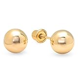 14K Yellow Gold Ball 7mm Stud Earrings with Screw Backings