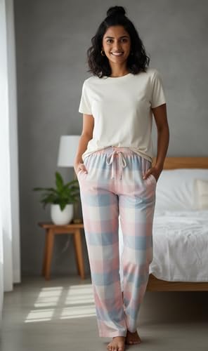 Image of B STORIES Women's Pyjama Pants - Relaxed Fit Nightwear Bottoms | Soft Pyjamas with Pockets | Breathable & Comfortable Sleepwear for Women (S-2XL)