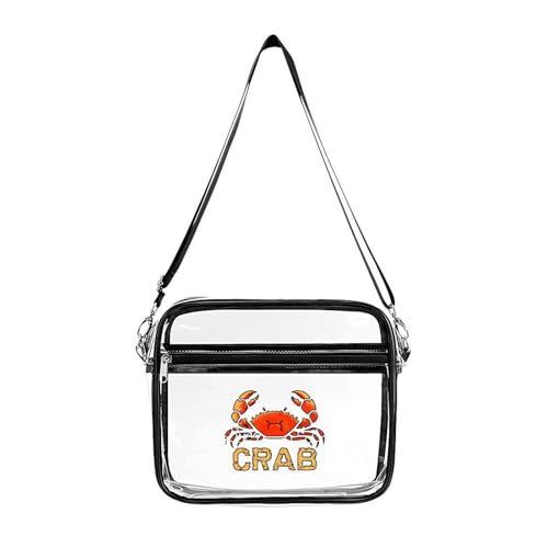 Crabs Cracking Large Clear Stadium Bag Clear Mini Messenger Bags with 2 Compartments Crossbody Bag