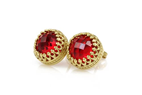 Boucles d'oreilles or rubis fait main en cristal rouge vintage haut de gamme