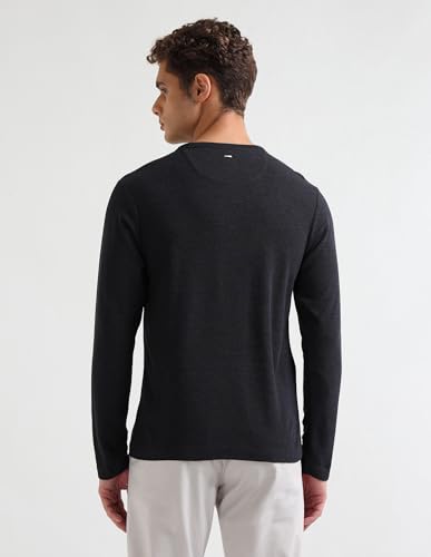 Image of Arrow Sport Men's Textured Pure Cotton T-Shirt