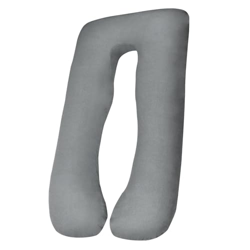 Image of Pregnancy Pillow Cover (ONLY Pillowcase) - U Shaped Pillow Case - Maternity Body Pillow Cover - Removable Soft Cotton Cover (Grey)