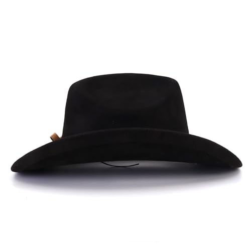 Image of Classic Suede Cowboy Hat for Adult Wide Brim Western Cowgirl Hat Women Fedora Hat with Leopard Print Hatband
