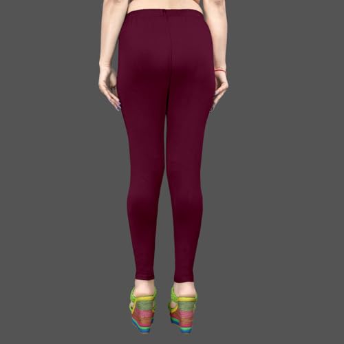 Image of Women's Solid Mid Rise Slim Fit Ankle Length Leggings - Comfortable and Stylish Yoga Pants for Workout, Running and Everyday Wear