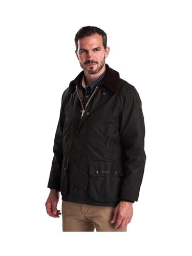 Barbour Chaqueta clásica Bedale Wax para hombre, Verde oliva, verde, 36