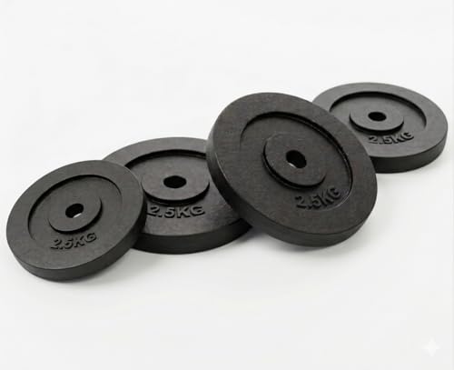 Image of Cast Iron Weight Plates for Home Gym (Centre Hole 30mm)- Standard Gym Plates for Strength Training, Durable & Rust-Resistant, Multiple Weight Options | From the House of Healthycliq | Sedex Certified | Bodybuilding Fitness And Core Fitness (10KG (2.5KG X 4), Cast Iron)