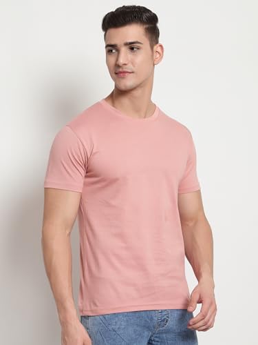 Image of BEYOUNG Cotton Regular Fit Plain T-Shirt for Men | Flexible Round Neck | Casual T-Shirt | Solid T-Shirt | Half-Sleeves | Stylish T-Shirt