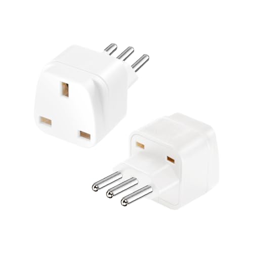 2 Pack UK to Italy Plug Adapter Italy Plug Adapter Travel Adaptor UK to Italian Converter Power Adapter for Italy (White 2Pack)